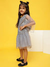 Tales & Stories Girls Grey Polyester Regular Fit Sequins Dress