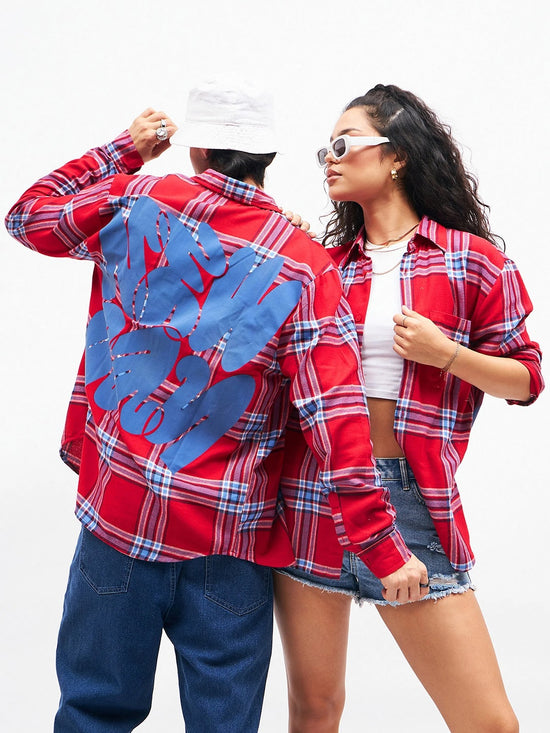 Unisex Red Check New Day Oversized Shirt