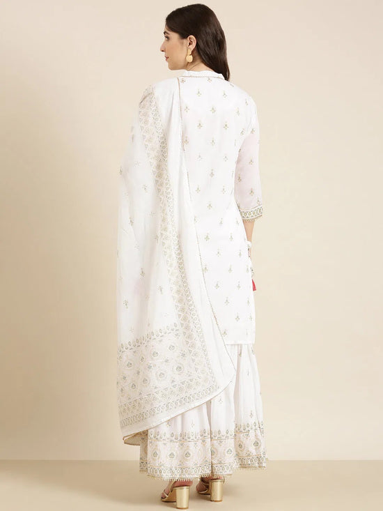 Women White Printed Kurta Set-TF-159-White