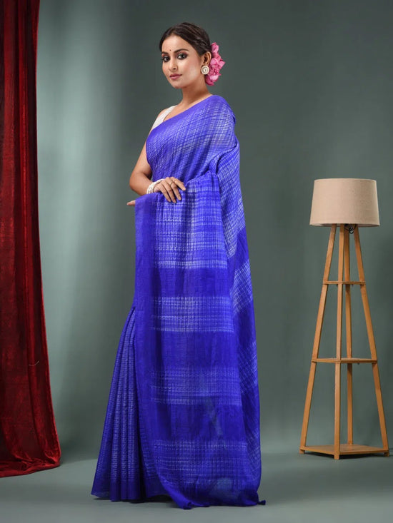 Royal Blue  Matka Handwoven Saree With Shibori Print-MA50MT062200058