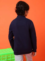 Tales & Stories Boys Navy Blue Poly Cotton Printed Sweatshirt