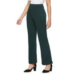 Smarty Pants Women's Ployester Lycra Bell Bottom Bottle Green Formal Trouser