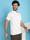 Venitian Men Double Mercerised Printed Polo Neck WHITE T-Shirt for Men