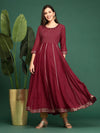 Women's Maroon Solid A-Line Kurta-ON-546-Maroon