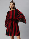 Women's Black Striped Kaftan Dress-SP-5846-Blackmaroon