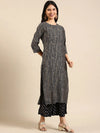 Women's Blue Printed Kurta Set-GW-1265-Navyblue