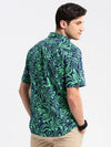 Men Spread Collar Abstract Green Casual Shirt-HARVEN-2310-Green