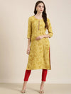 Women Mustard Floral Straight Kurta-NJ-3700325-Mustard