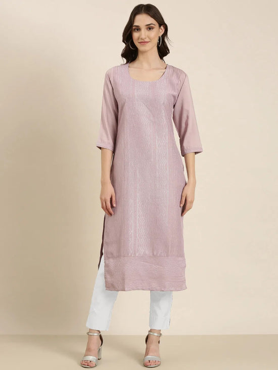 Women Lavender Embellished Straight Kurta-SKC-1237-Lavender