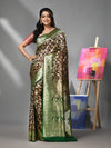 Dark Chocolate Silk Banarasi Saree With Zari Woven Designs-MA52BSL441050055