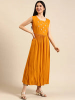 Women's Mustard Printed Straight Kurta-GW-3128-Mustard