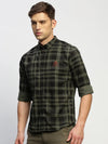 Men Green Checked Shirt-CLEON-1800-Green