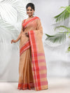 Beige Pure Cotton Tant Saree With Woven Designs-MA51TT43430112