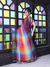 Maroon And Multicolor Colorblocked Mulmul Cotton Saree-MA64MCT33770060