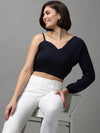 Women's Blue Solid Crop Top-AE-10403-Navyblue