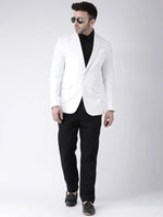 Hangup Men Standard Solid Men Formalwear-2Button_White_Blazer