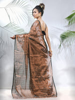 Copper Polka Dots Tissue Saree With Stripes Pallu-MA56TIS33830029