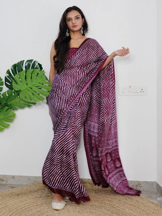 Saree Mall Women's Cotton Magenta Printed Designer Saree With Blouse Piece-MINAXI9008