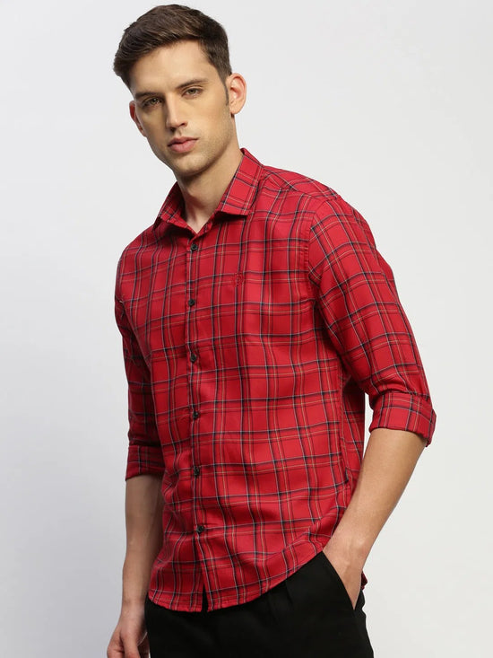 Men Red Checked Shirt-BRICHCHECKS-5621-Red