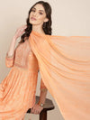 Women Peach Printed Kurta Set-GW-3408-Peach