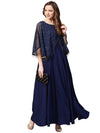 Ahalyaa Women'S Navy Blue Crepe Flared Dress