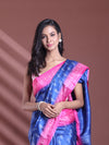 Blue Silk Soft Saree With Paisley Print-MA60BSL01400040