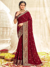 Saree Mall Women's Vichitra  Maroon Embellished Designer Saree With Blouse Piece-NISHA1006