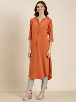 Women Rust Solid Straight Kurta-SKC-7910-Rust