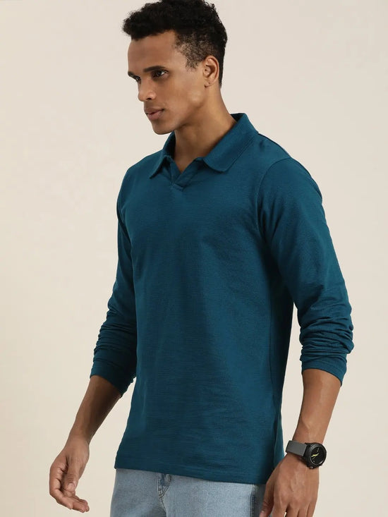 Dillinger Blue Solid Regular Polo T-shirt