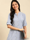 Women's Blue Solid Straight Kurta-DF-1350-Blue