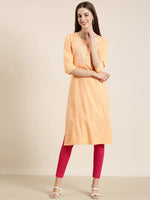 Women Peach Solid Straight Kurta-RA-062-Peach