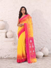 Bright Yellow Cotton Soft Saree With Ikkat Style-MA54BCT041400025