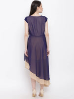 Diagonal double layered dress in Midnight Blue