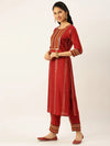 Women's Maroon Printed Kurta Sets-GW-2645-Maroon