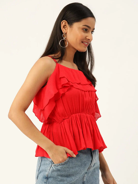 Red Peplum Party Top