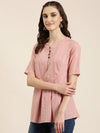 Women Pink Striped A-Line Kurti-NJ-3058255-Pink