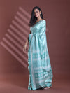 Sky Blue Silk Soft Saree With Texture Print-MA60BSL01400063