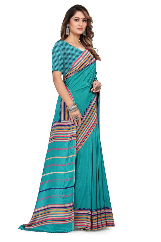 Vimla Women's Blue Turkey Art Silk Uniform Saree with Blouse Piece-7131_TP