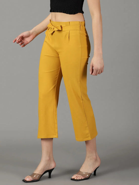 Women's Mustard Solid Trouser-AL-9045-Mustard