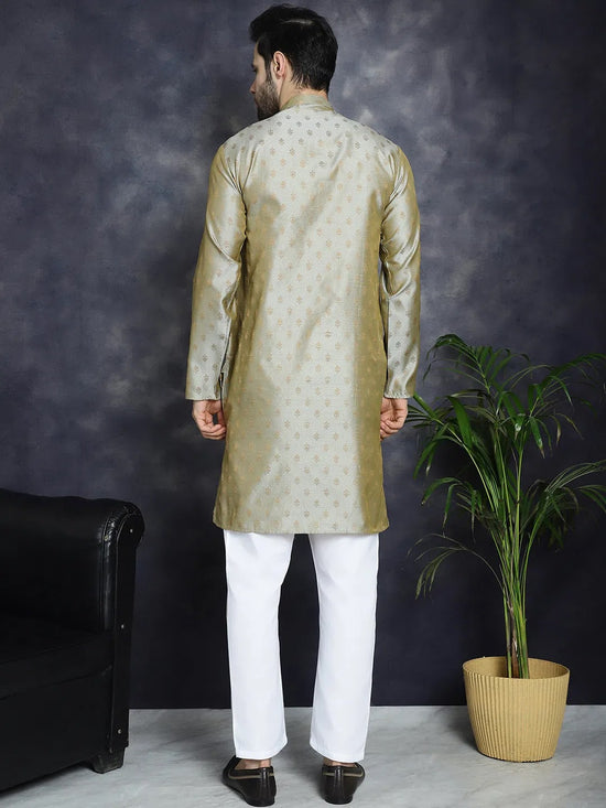 Woven Design Silk Blend Kurta with Pyjama-JOKP-P-5032Pista