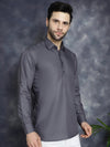 Men's Grey Solid Short Kurtas-KO-5037Grey