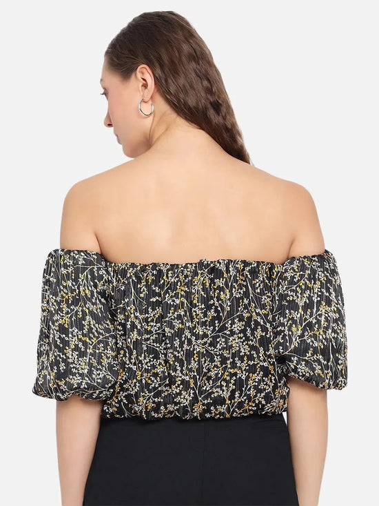 Black Off Shoulder Top-T233901XS