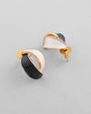 Gold-Plated Korean Style Black And White Studs Earrings-VOJ352