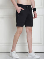 Venitian Men Cotton Printed Black Shorts