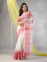 Off White Muslin Saree With Jamdani Designs-MA57MS331760010