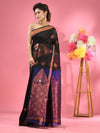 Black Cotton Blend Handwoven Saree With Nakshi Designs-MA51BCT431380013