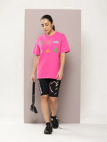 Dillinger Fuchsia Graphic Oversized T-Shirt-WMNCR387FSR-XS