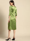 Front Twist Midi Dress in Green