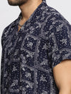 Men Navy Blue Cuban Collar Printed Over Sized Co-ords Set-ABOMASUM-1839-Navyblue