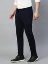 Genips Men's Cotton Stretch Caribbean Slim Fit Navy Solid Trousers